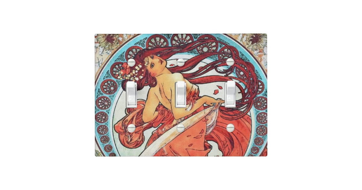Alphonse Mucha Dance Vintage Art Nouveau Painting Light Switch Cover Zazzle Com