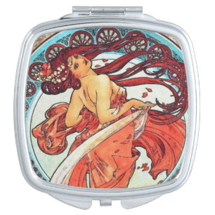 Alphonse Mucha Dance Vintage Art Nouveau Painting Mirror For Makeup