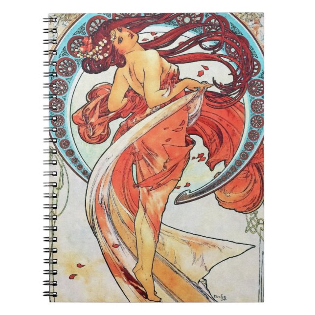 Alphonse Mucha Dance Vintage Art Nouveau Painting Notebook (Front)