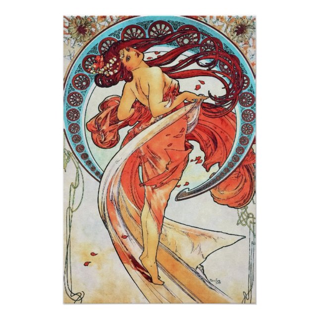 Alphonse Mucha Dance Vintage Art Nouveau Painting Poster (Front)