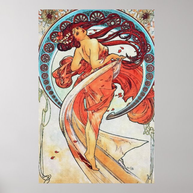 Alphonse Mucha Dance Vintage Art Nouveau Painting Poster (Front)