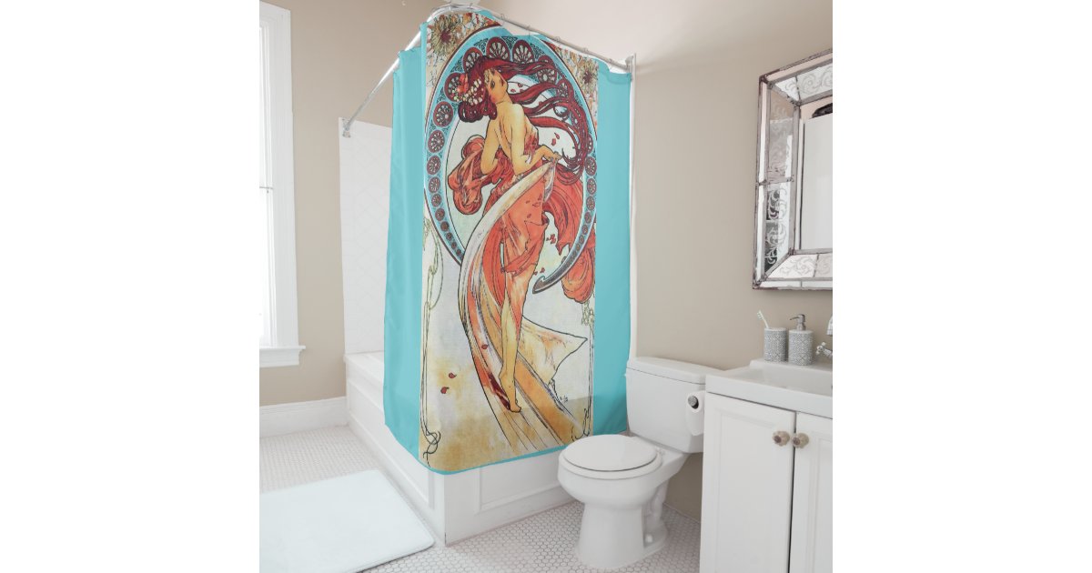 Alphonse Mucha Dance Vintage Art Nouveau Painting Shower Curtain