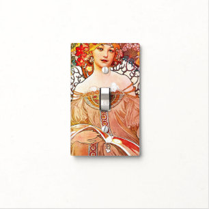 Alphonse Mucha Daydream Floral Vintage Art Nouveau Light Switch Cover