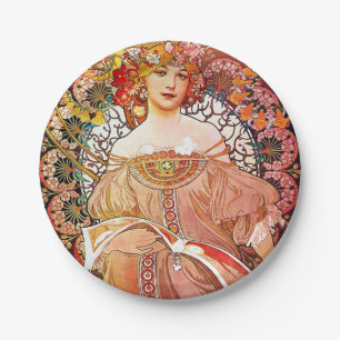 Alphonse Mucha Daydream Floral Vintage Art Nouveau Paper Plates