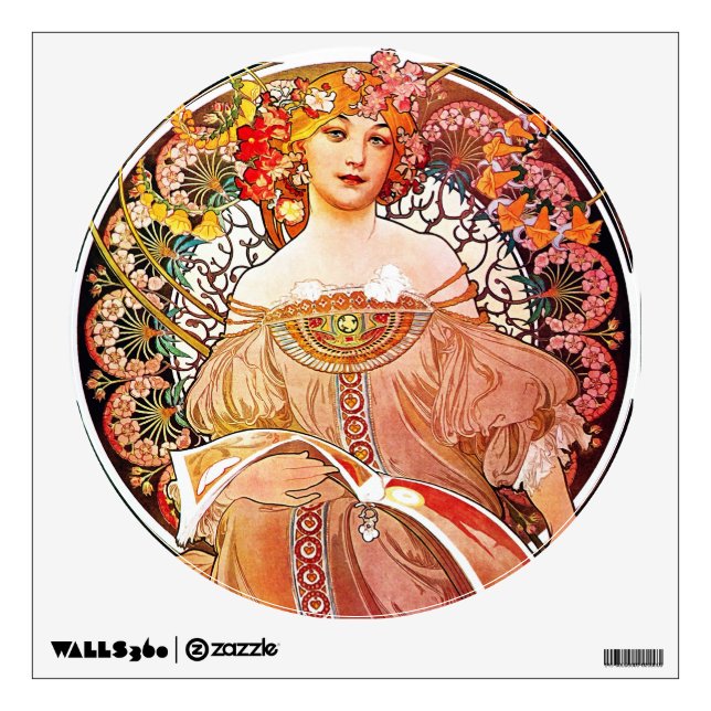 Alphonse Mucha Daydream Floral Vintage Art Nouveau Wall Sticker (Front)