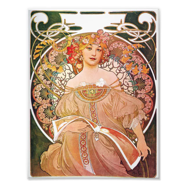 Alphonse Mucha Daydream Reverie Art Nouveau Lady Photo Print | Zazzle