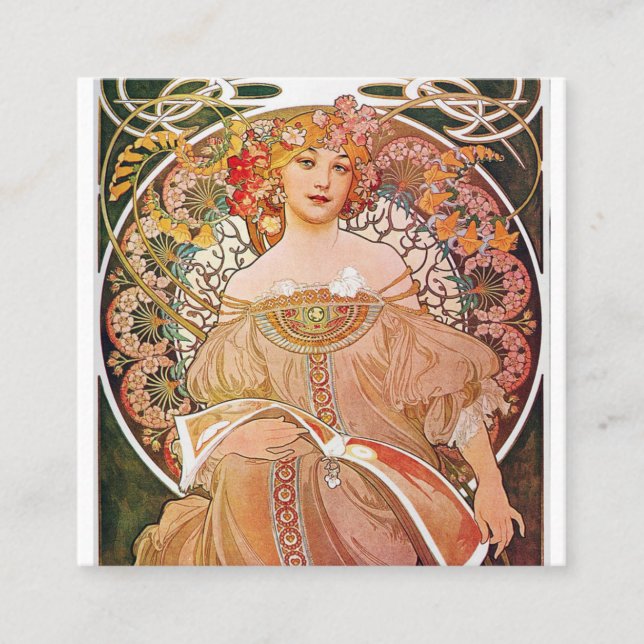Alphonse Mucha - Daydream Square Business Card (Front)