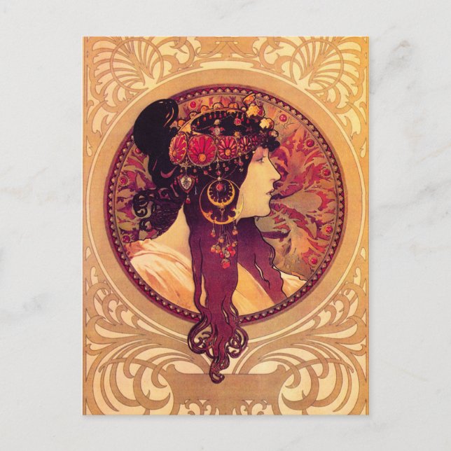 Alphonse Mucha Donna Orechini Postcard (Front)