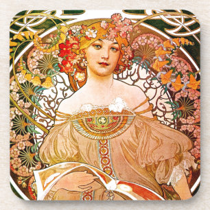 Alphonse Mucha Dreaming (Reverie) Beverage Coaster