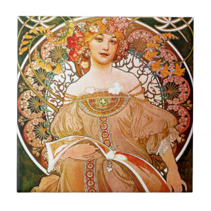 Alphonse Mucha Dreaming (Reverie) Ceramic Tile