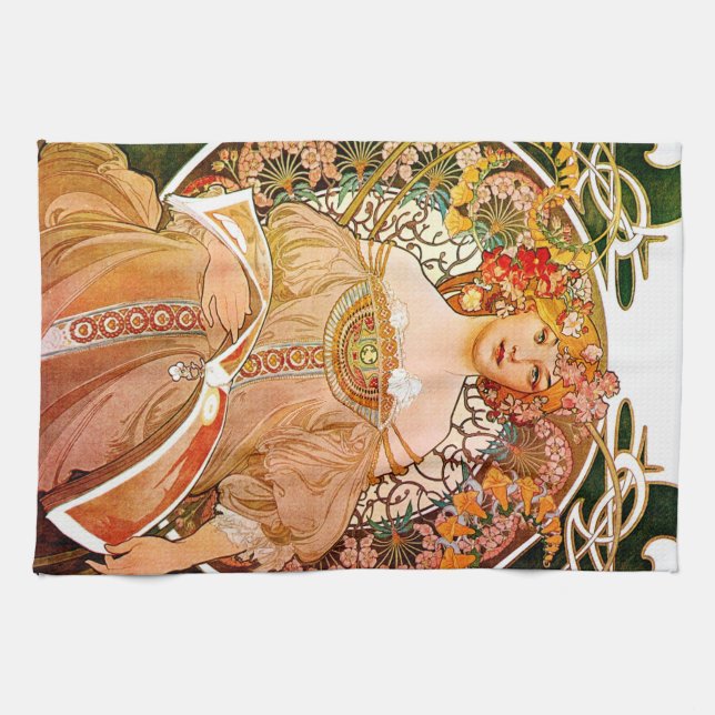 Alphonse Mucha Dreaming (Reverie) Kitchen Towel (Horizontal)