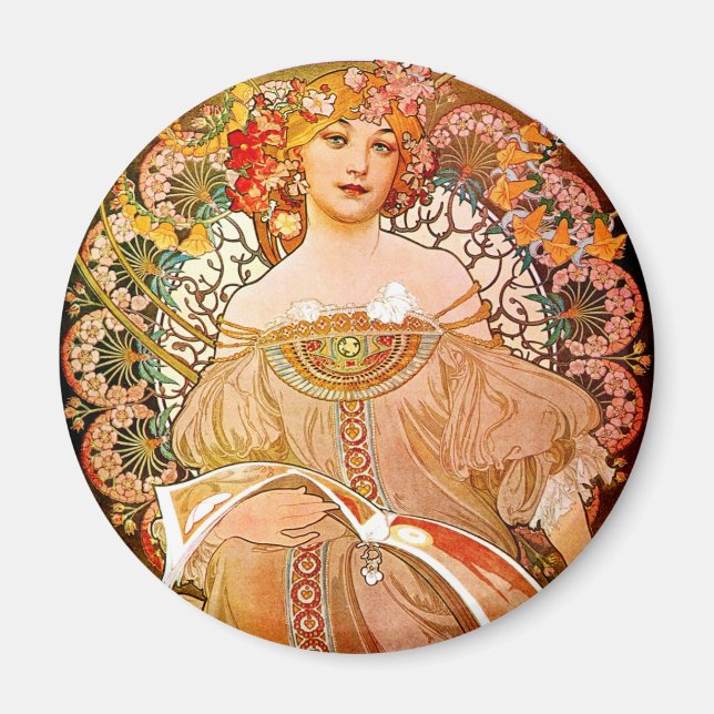 Alphonse Mucha Dreaming (Reverie) Magnet (Front)
