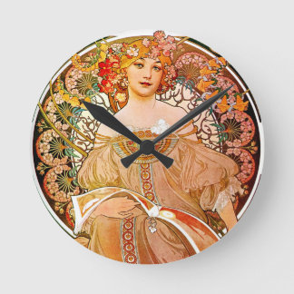 Alphonse Mucha Dreaming (Reverie) Round Clock