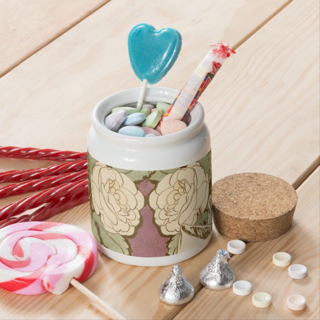 Alphonse Mucha Elegant Art Nouveau Stars Camellia  Candy Jar (In Situ)