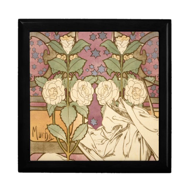 Alphonse Mucha Elegant Art Nouveau Stars Camellia  Gift Box (Front)