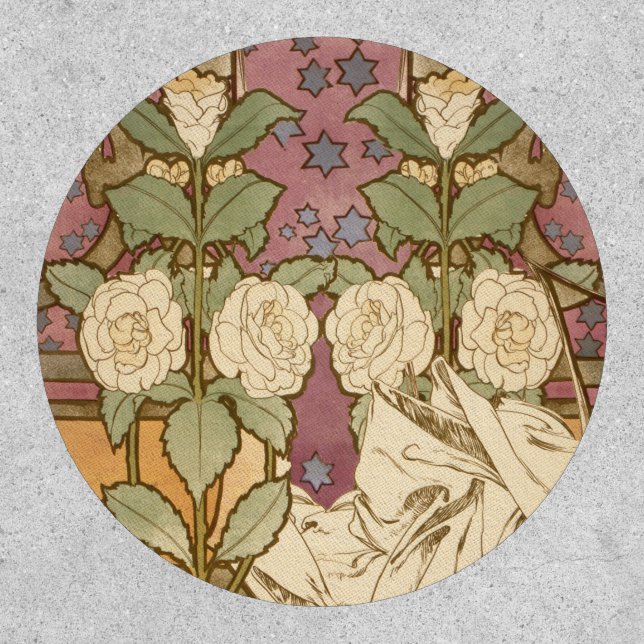 Alphonse Mucha Elegant Art Nouveau Stars Camellia  Patch (Front)