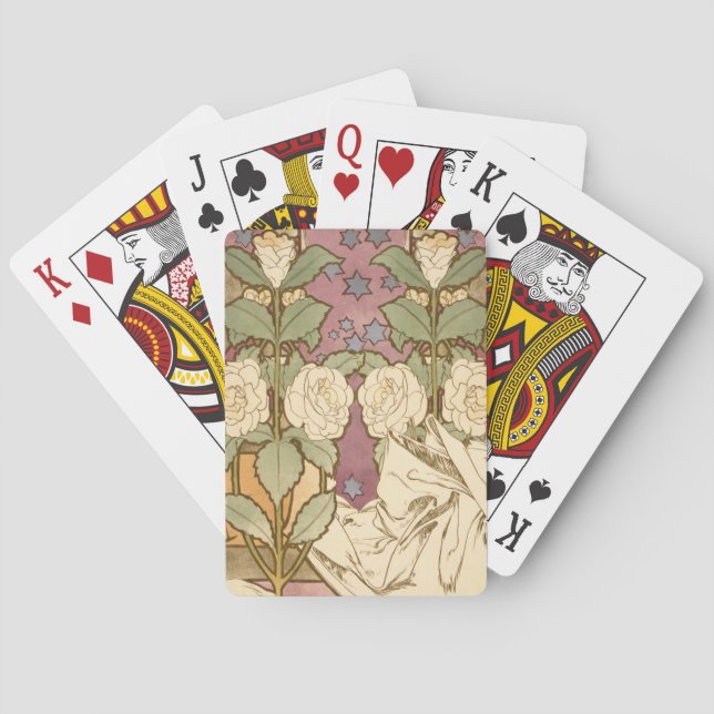 Alphonse Mucha Elegant Art Nouveau Stars Camellia  Poker Cards (Back)