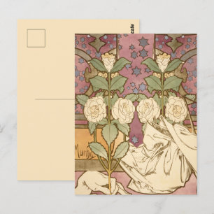 Alphonse Mucha Elegant Art Nouveau Stars Camellia  Postcard