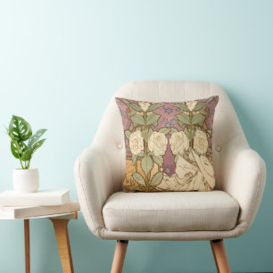 Alphonse Mucha Elegant Art Nouveau Stars Camellia  Throw Pillow