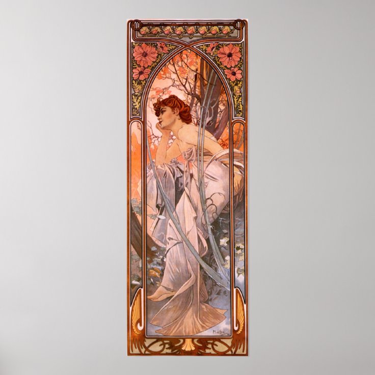 Alphonse Mucha Evening Reverie Poster | Zazzle