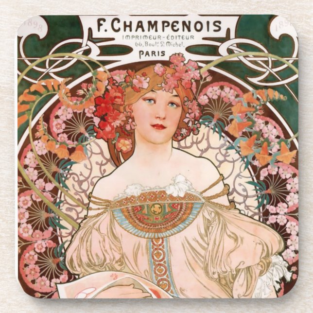Alphonse Mucha F. Champenois Drink Coaster (Front)