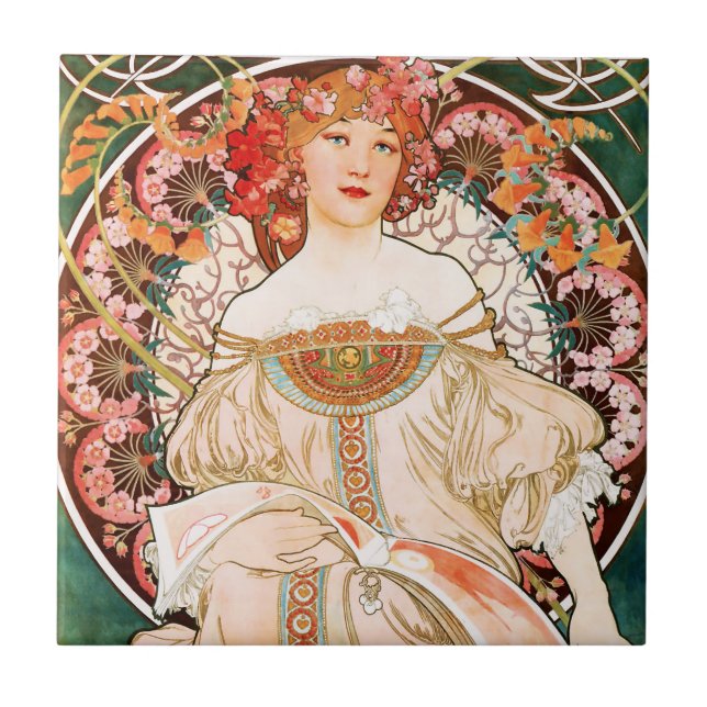 Alphonse Mucha F. Champenois Tile (Front)