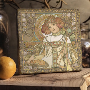 Alphonse Mucha Fall Seasons Art Nouveau Vintage Trivet