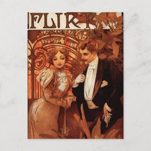 Alphonse Mucha Flirt Postcard