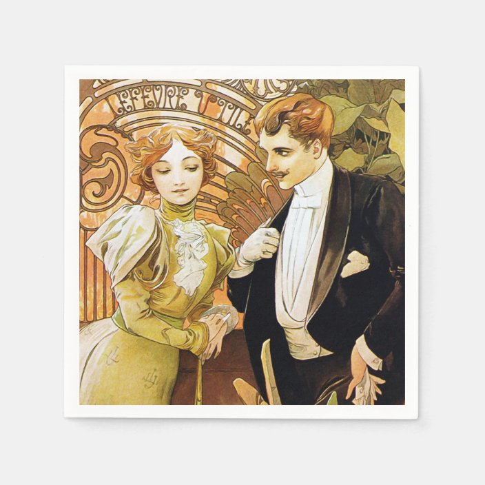 Alphonse Mucha Flirt Vintage Romantic Art Nouveau Paper Napkins