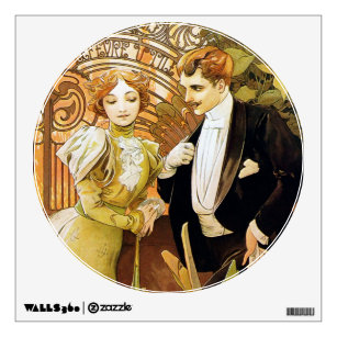 Alphonse Mucha Flirt Vintage Romantic Art Nouveau Wall Sticker