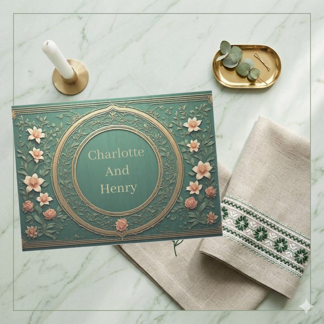 Alphonse Mucha Florals Opulence Sage Green Wedding Tissue Paper (Alphonse Mucha Florals Opulence Sage Green Wedding Tissue Paper)