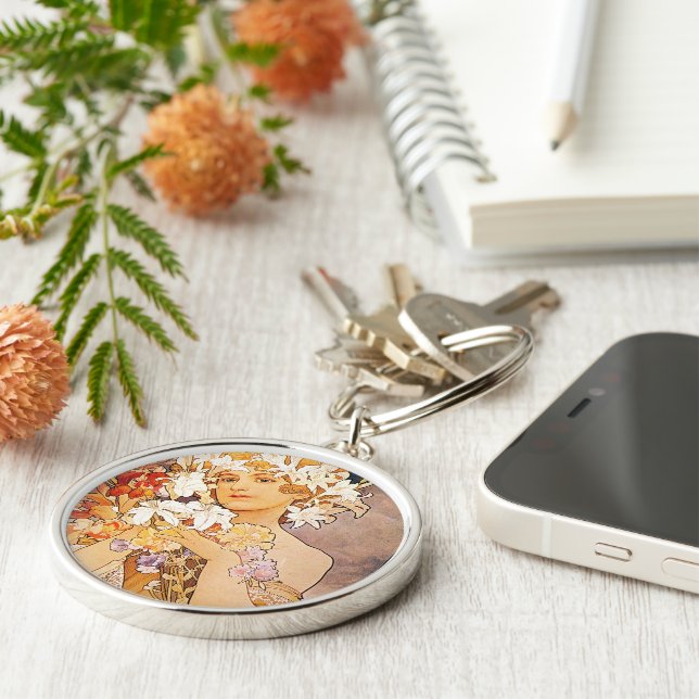 Alphonse Mucha Flower Keychain (Side)