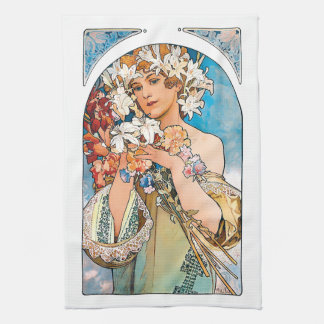Alphonse Mucha - Flower - Retro Art Nouveau Towel