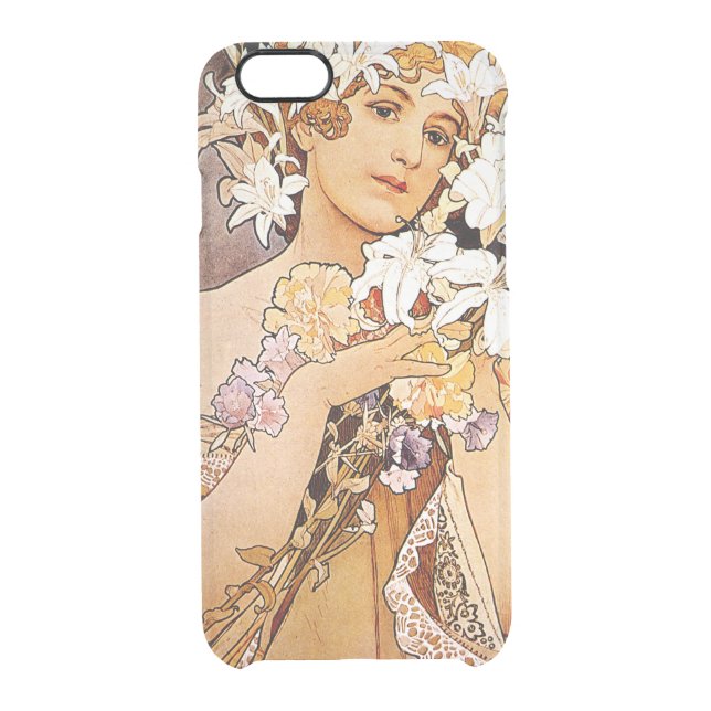 Alphonse Mucha Flower Uncommon iPhone Case (Back)