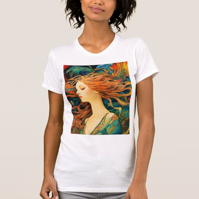 Alphonse Mucha "Flowing Redhead" T-Shirt (Front)