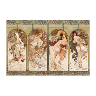 Alphonse Mucha Four Seasons 1897 Art Nouveau Panel