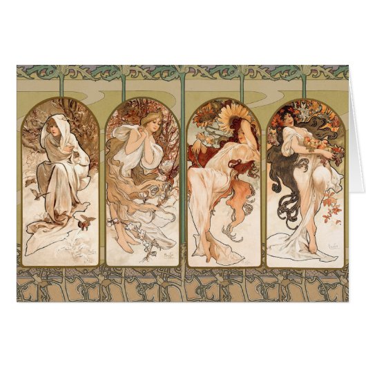 Alphonse Mucha Four Seasons 1897 Art Nouveau Panel (Front Horizontal)