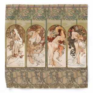Alphonse Mucha Four Seasons 1897 Art Nouveau Panel Bandana