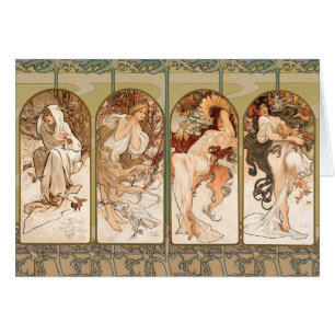 Alphonse Mucha Four Seasons 1897 Art Nouveau Panel Cards