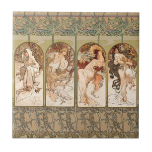 Alphonse Mucha Four Seasons 1897 Art Nouveau Panel Ceramic Tile