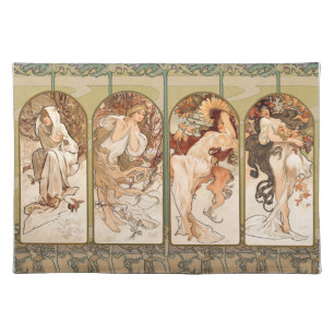 Alphonse Mucha Four Seasons 1897 Art Nouveau Panel Cloth Placemat