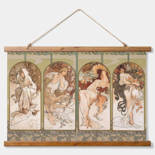 Alphonse Mucha Four Seasons 1897 Art Nouveau Panel Hanging Tapestry