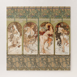 Alphonse Mucha Four Seasons 1897 Art Nouveau Panel Jigsaw Puzzle