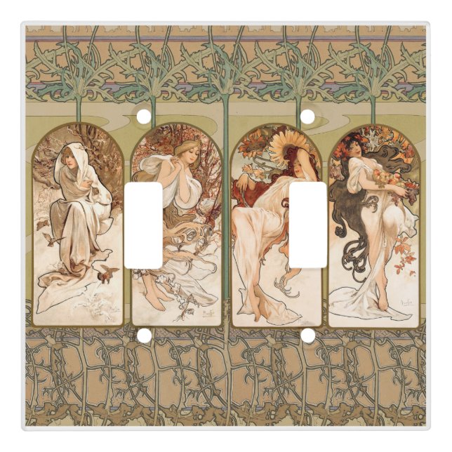 Alphonse Mucha Four Seasons 1897 Art Nouveau Panel Light Switch Cover (Front)