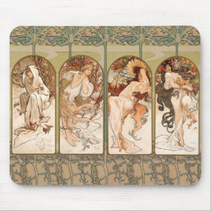Alphonse Mucha Four Seasons 1897 Art Nouveau Panel Mouse Pad
