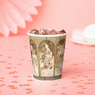 Alphonse Mucha Four Seasons 1897 Art Nouveau Panel Paper Cups