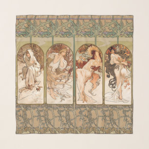 Alphonse Mucha Four Seasons 1897 Art Nouveau Panel Scarf