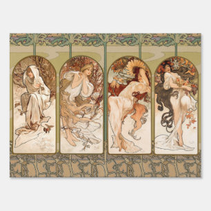 Alphonse Mucha Four Seasons 1897 Art Nouveau Panel Sign