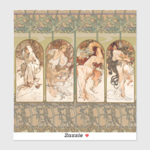 Alphonse Mucha Four Seasons 1897 Art Nouveau Panel Sticker