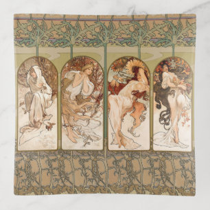 Alphonse Mucha Four Seasons 1897 Art Nouveau Panel Trinket Tray